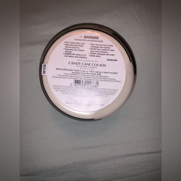 BBW: candy cane colada 3 wick candle - Picture 4 of 4